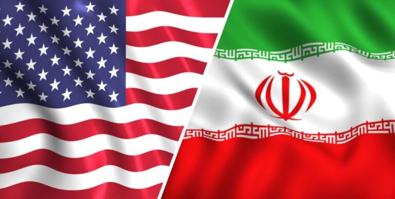 usa iran flags